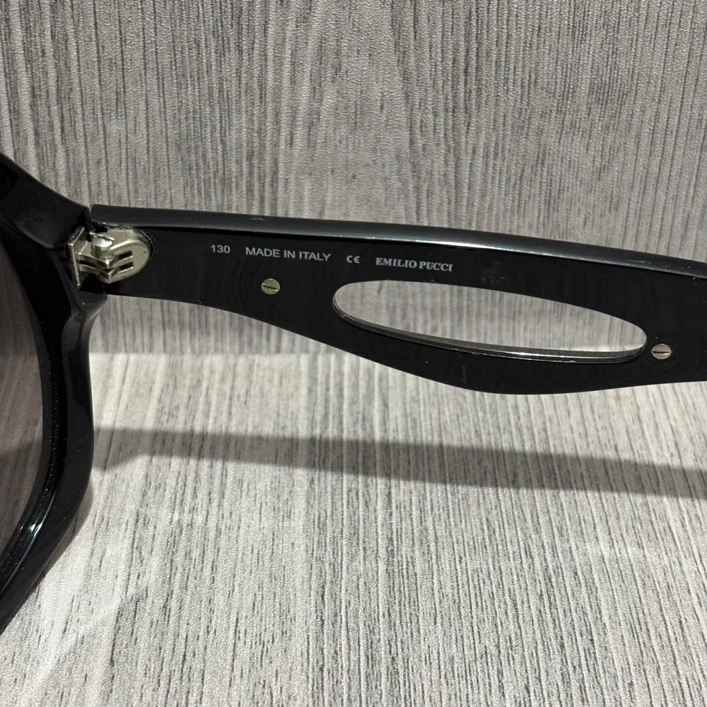 Emilio Pucci EP631S 001 Black Oversized Round Sunglasses Made in Italy Vintage